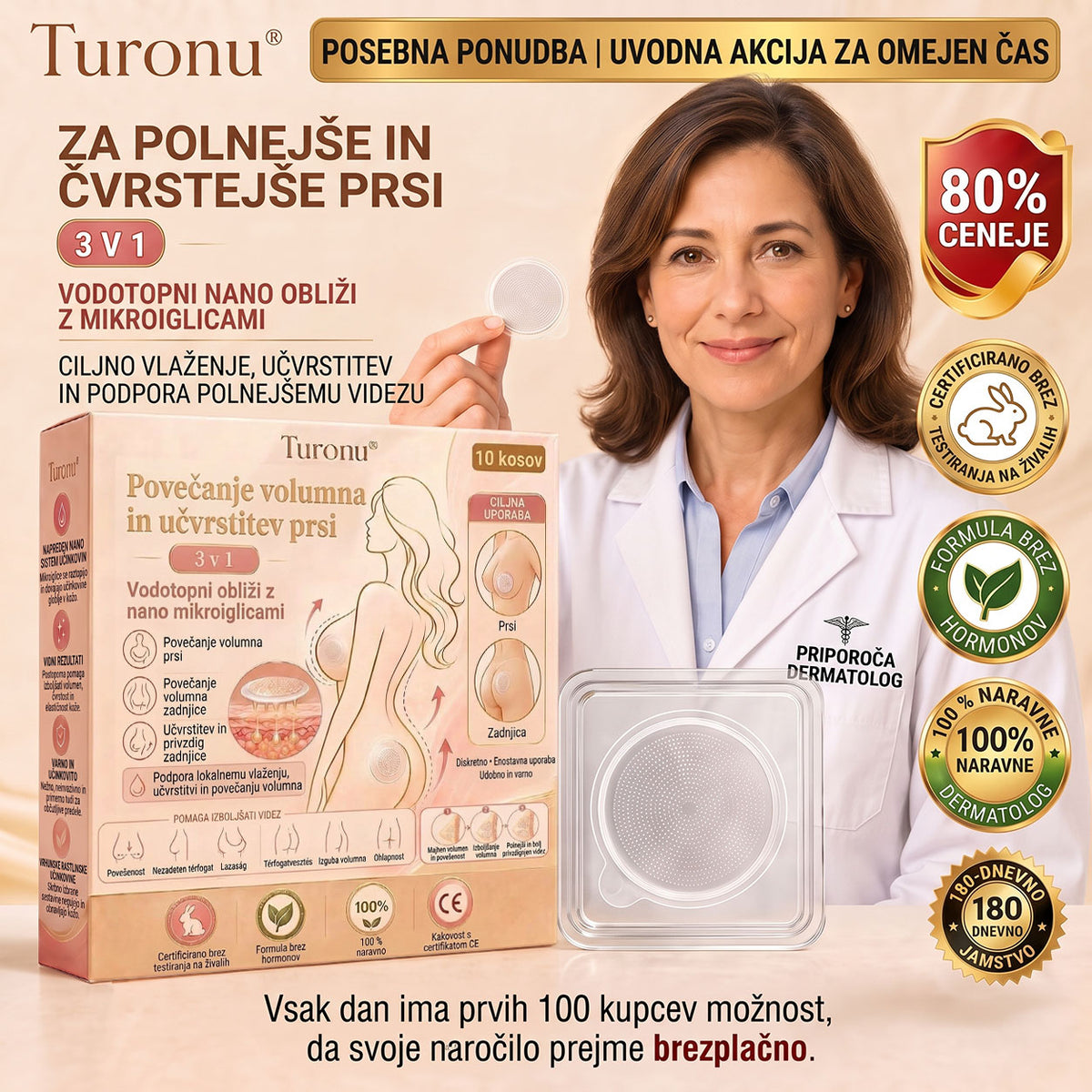 Turonu® 💥 Ciljni napredni nano-mikroiglični obliž za izboljšanje videza prsi 🌿2️⃣