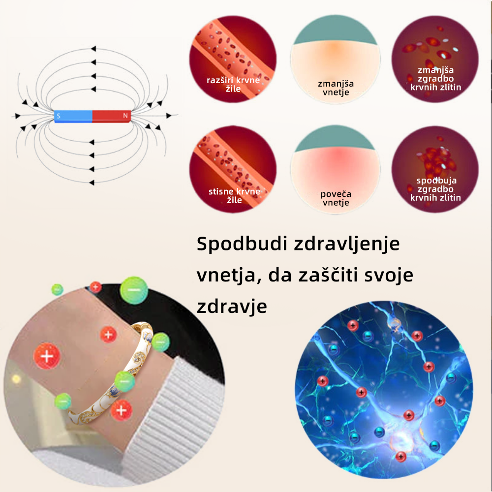 CZTICLE™ ZAPIRALNO Emaljirano 👩‍⚕️ Limfna Magnetna Terapija Zlata Zapestnica❤️‍🔥