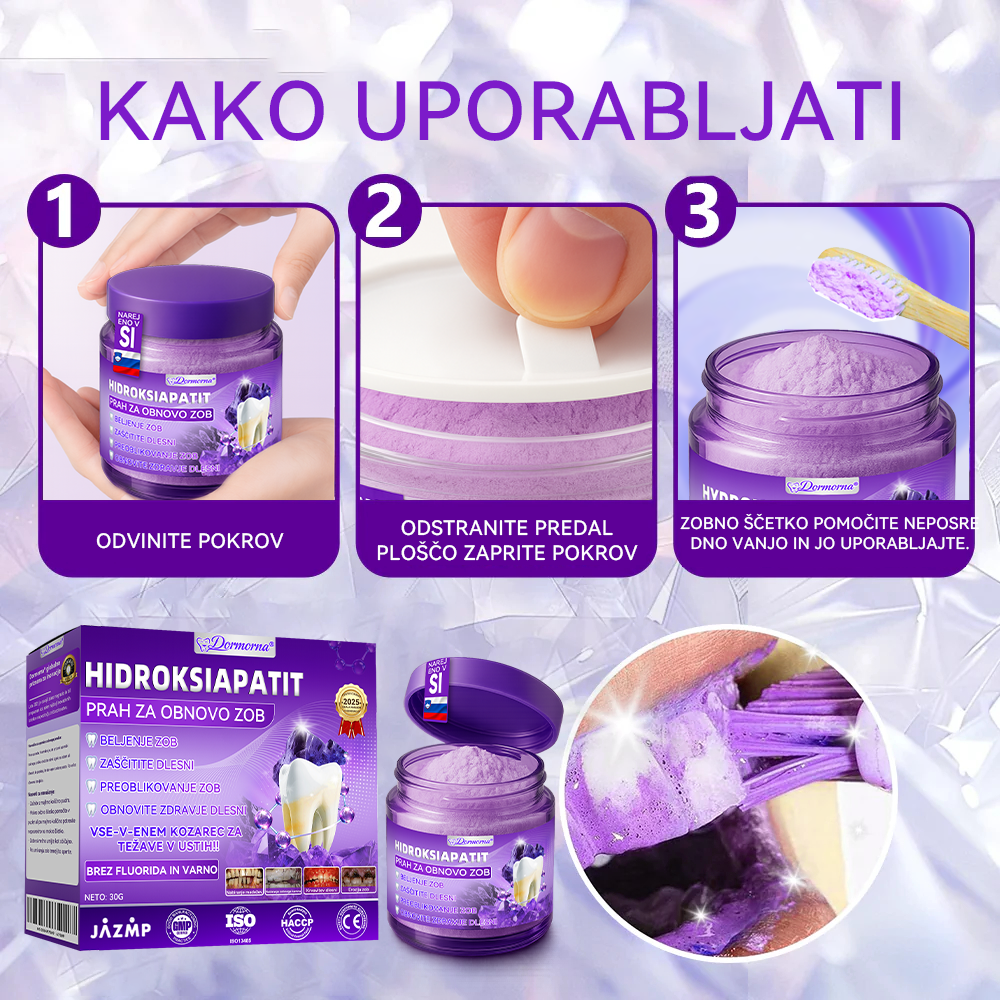 Uradna trgovina |𝑫𝒐𝒓𝒎𝒐𝒓𝒏𝒂® Prašek za obnovo zob z hidroksiapatitom✅Učinkovito obnavlja karies, težave z dlesnimi, občutljivost zob, razjede v ustih in rumenenje zob, hkrati pa znatno izboljšuje splošno zdravje ustne votline🧑‍⚕️