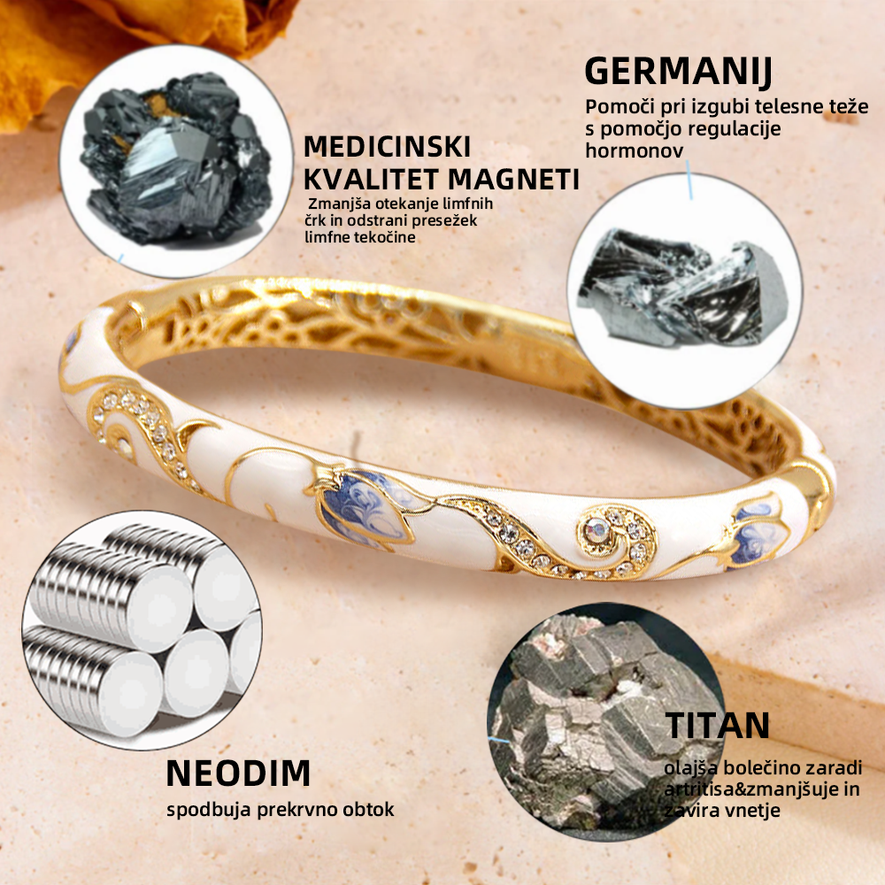 CZTICLE™ ZAPIRALNO Emaljirano 👩‍⚕️ Limfna Magnetna Terapija Zlata Zapestnica❤️‍🔥